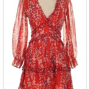 Chic Red Floral Mini Dress / romper. Worn only once.